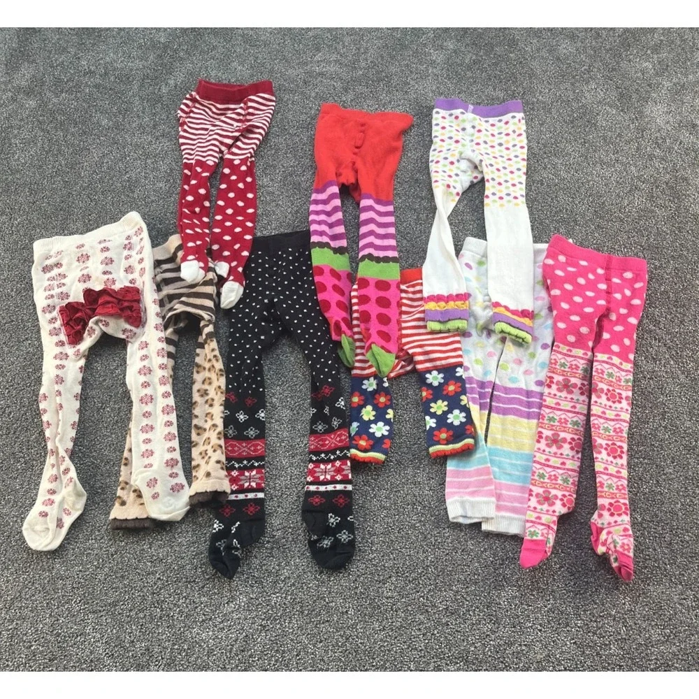 Hanna Andersson Knit Tights Lot of‎ 9 Bundle Size 80 US 2